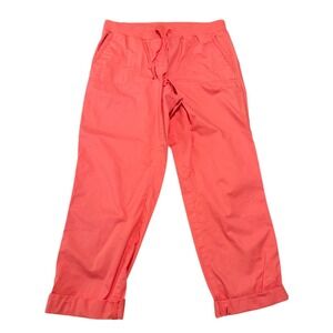 Talbots Womens Coral Cotton Drawstring Crop Pants Cuffed Size 8 Lightweight
